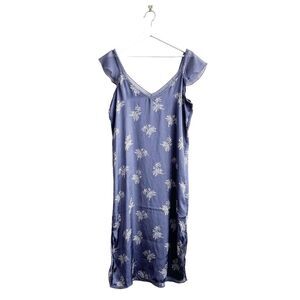 Zara Home Lingerie Collection Womens Floral Flutter Sleeve Nightgown Blue Large